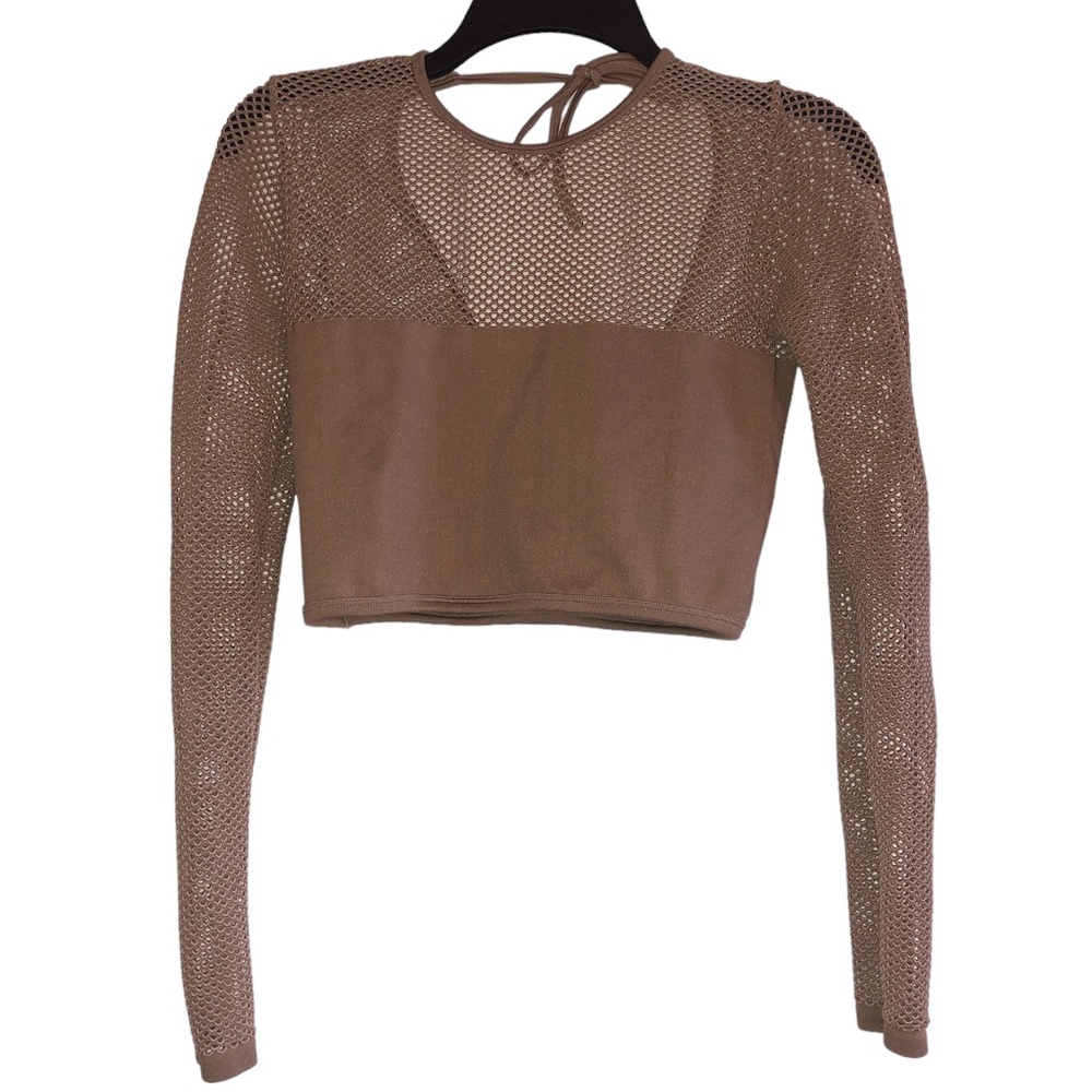 Tan Mesh Crop Top Medium